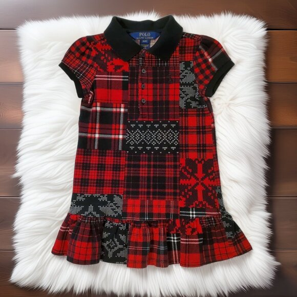 Polo Ralph Lauren Red Plaid Polo Dress Size 4 - Picture 1 of 5